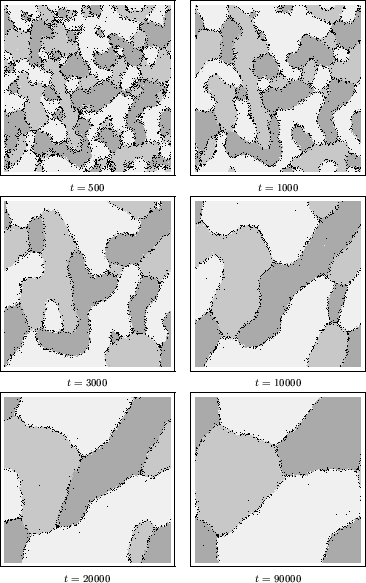 \begin{figure}
\centerline {
\begin{tabular}{cc}
\fbox{\epsfxsize=4.5cm \epsfbox...
...\\
{\scriptsize $t=20000$} & {\scriptsize $t=90000$}
\end{tabular}}\end{figure}